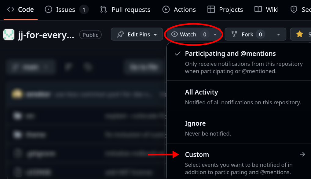 screenshot of how to subscribe to release announcements